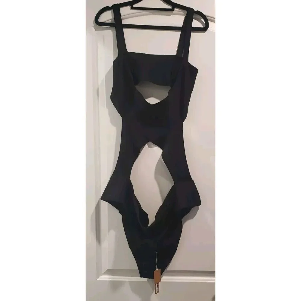 SKIMS Knit Swim Bandage Monokini ‎ 1 Piece Bodysuit Sz 4x Onyx MSRP $108 NWT